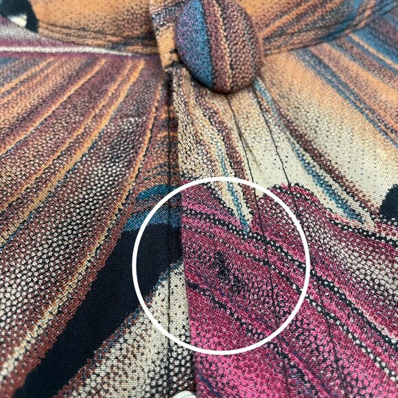 Vintage Blouse Graphic Pattern Handmade FLAWS Long Sleeve Fish Tail Secretary - Picture 7 of 13